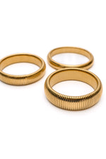 Load image into Gallery viewer, Sassy but Classy Ribbed Bangles in Gold Set of 3
