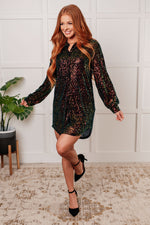 Load image into Gallery viewer, Shimmering Splendor Sequin Shirt Dress
