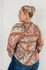 Load image into Gallery viewer, Show and Tell Mixed Print Peasant Blouse
