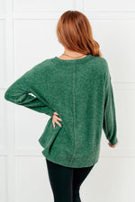 Load image into Gallery viewer, Simple Silhouette Brushed Hacci Sweater in Dark Green
