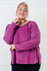 Load image into Gallery viewer, Simple Silhouette Brushed Hacci Sweater in Light Plum
