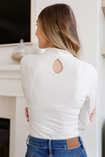 Load image into Gallery viewer, Simple Situation Mock Neck Bodysuit in White Pearl
