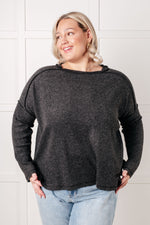 Load image into Gallery viewer, Simply Basic Ribbed Hacci Sweater in Black
