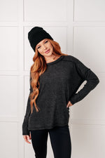 Load image into Gallery viewer, Simply Basic Ribbed Hacci Sweater in Black
