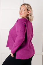 Load image into Gallery viewer, Simply Basic Ribbed Hacci Sweater in Light Plum
