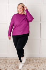 Load image into Gallery viewer, Simply Basic Ribbed Hacci Sweater in Light Plum
