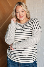 Load image into Gallery viewer, Super Clever Patchwork Striped Top in Ivory
