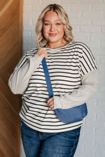 Load image into Gallery viewer, Super Clever Patchwork Striped Top in Ivory
