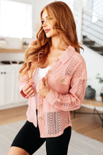 Load image into Gallery viewer, Sweeter Than Nectar Lace Button Down in Rose
