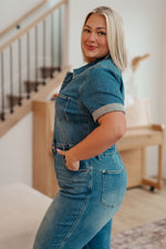 Load image into Gallery viewer, Sylvia Short Sleeve Denim Jumpsuit
