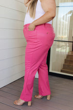 Load image into Gallery viewer, Tanya Control Top Faux Leather Pants in Hot Pink
