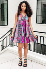 Load image into Gallery viewer, That&#39;s So Boho Mixed Print Sleeveless Dress
