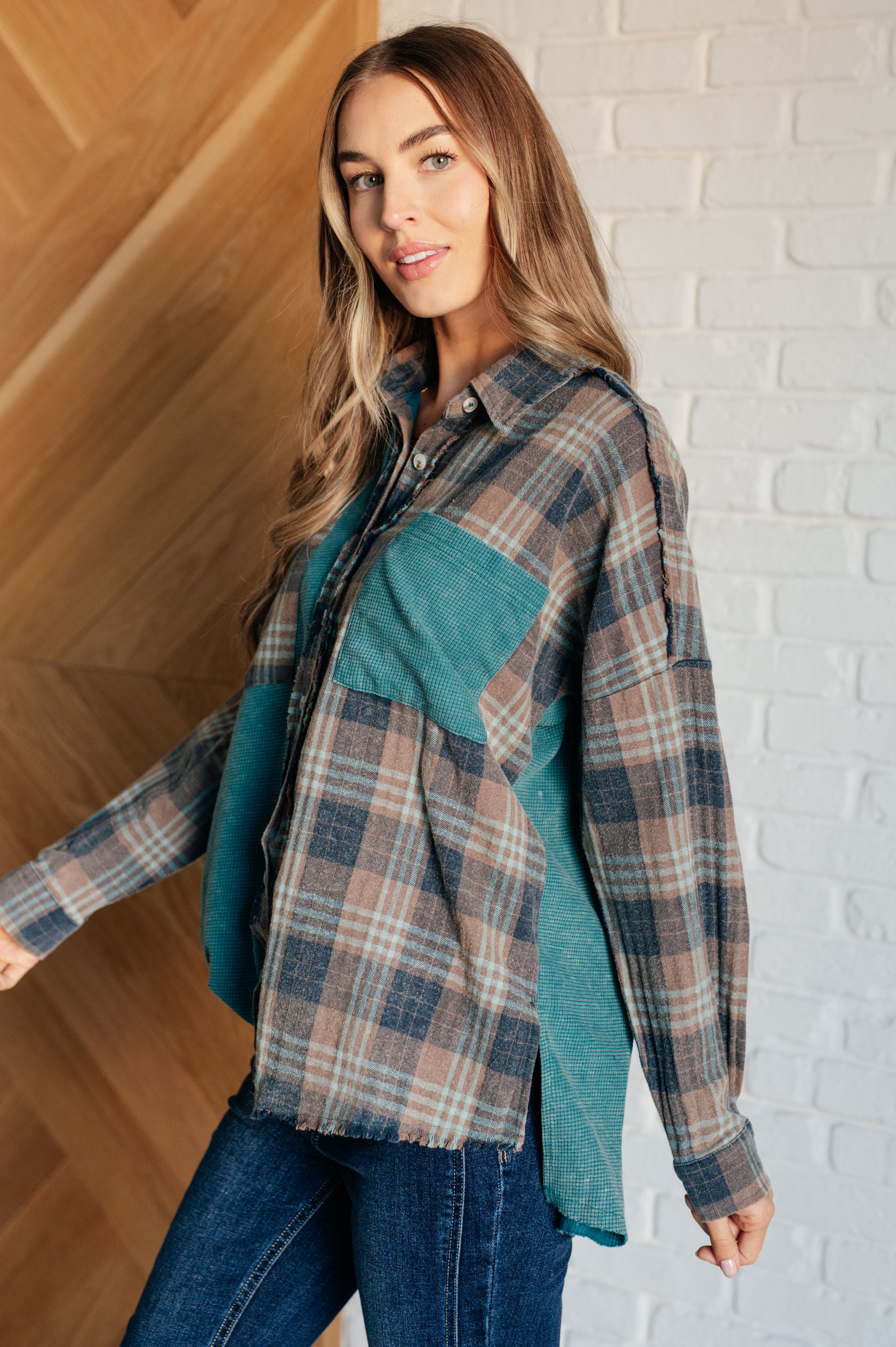 Tied for Time Thermal Plaid Button Up