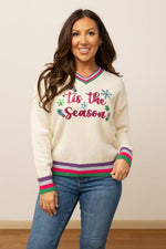 Load image into Gallery viewer, Tis the Season Sequin Cream Sweater
