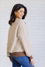 Load image into Gallery viewer, Too Good to be True Striped Drop Shoulder Top in Brown
