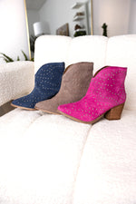 Load image into Gallery viewer, Twilight Studded Heeled Ankle Boot in Magenta
