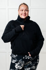 Load image into Gallery viewer, Under Her Spell Half Zip Pullover in Black
