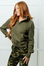 Load image into Gallery viewer, Under Her Spell Half Zip Pullover in Green
