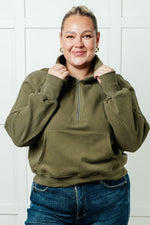 Load image into Gallery viewer, Under Her Spell Half Zip Pullover in Green
