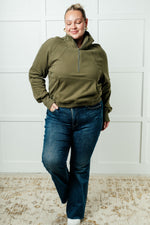 Load image into Gallery viewer, Under Her Spell Half Zip Pullover in Green
