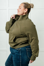 Load image into Gallery viewer, Under Her Spell Half Zip Pullover in Green
