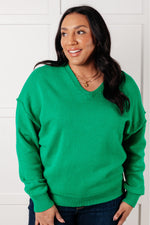 Load image into Gallery viewer, Very Understandable V-Neck Sweater in Green
