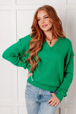 Load image into Gallery viewer, Very Understandable V-Neck Sweater in Green
