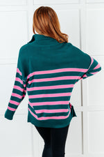 Load image into Gallery viewer, Well Situated Striped Quarter Zip Sweater in Green and Pink
