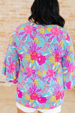 Load image into Gallery viewer, Willow Bell Sleeve Top in Bright Blue Floral
