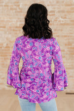 Load image into Gallery viewer, Willow Bell Sleeve Top in Lavender Paisley
