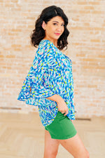 Load image into Gallery viewer, Willow Bell Sleeve Top in Royal Brushed Multi
