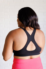 Load image into Gallery viewer, Working Out My Ego Cross Back Sports Bra in Black
