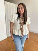 Load image into Gallery viewer, PREORDER: Tied Up In A Bow Textured Blouse
