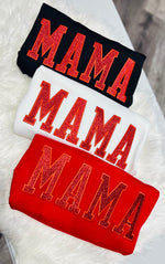 Load image into Gallery viewer, MAMA (RED GLITTER PATCH) Black Sweatshirt
