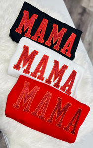 MAMA (RED GLITTER PATCH) Black Sweatshirt