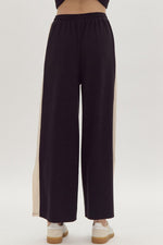 Load image into Gallery viewer, Solid Ribbed Contrast Trim Wide Leg Pants in Black
