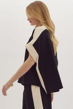 Load image into Gallery viewer, Solid Ribbed Contrast Trim Boatneck Top in Black
