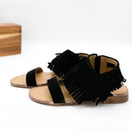 Load image into Gallery viewer, Fringe Star Sandal in Black
