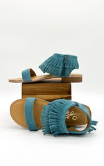 Load image into Gallery viewer, Fringe Star Sandal in Teal
