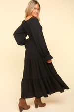 Load image into Gallery viewer, Smocking Maxi Woven Dress with Side Pockets in Black
