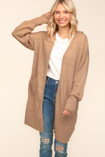 Load image into Gallery viewer, Stripe Textured Open Cardigan with Pockets in Taupe

