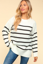 Load image into Gallery viewer, Oversized Pullover Stripe Sweater Knit Top
