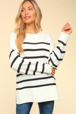 Load image into Gallery viewer, Oversized Pullover Stripe Sweater Knit Top
