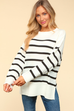 Load image into Gallery viewer, Oversized Pullover Stripe Sweater Knit Top
