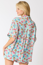 Load image into Gallery viewer, Poly Satin Macarons Printed Pajama Shirt
