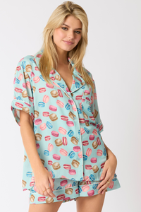 Poly Satin Macarons Printed Pajama Shirt