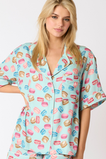 Load image into Gallery viewer, Poly Satin Macarons Printed Pajama Shirt
