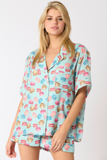 Load image into Gallery viewer, Poly Satin Macarons Printed Pajama Shirt
