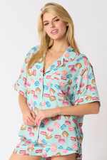 Load image into Gallery viewer, Poly Satin Macarons Printed Pajama Shorts
