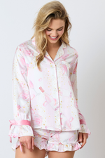 Load image into Gallery viewer, Satin Champagne Long Sleeve Pajama Top
